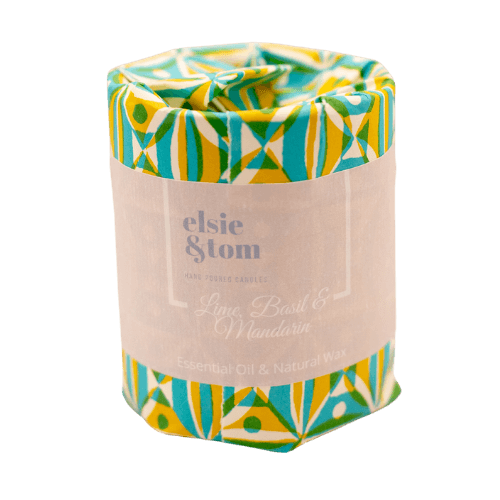 Lime, Basil and Mandarin Essential Oil Scented Candle 200g 1 wick boxed soya candle | Elsie&Tom