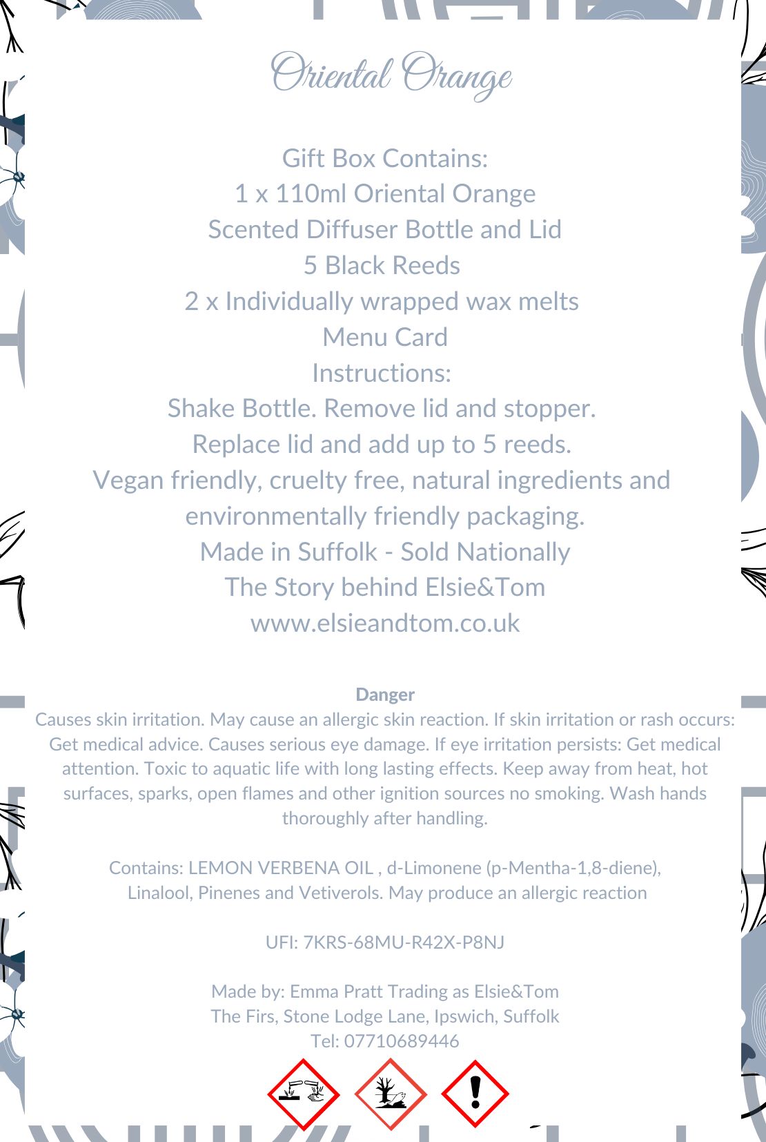 Oriental Orange Essential Oil Scented Reed Diffuser image 2