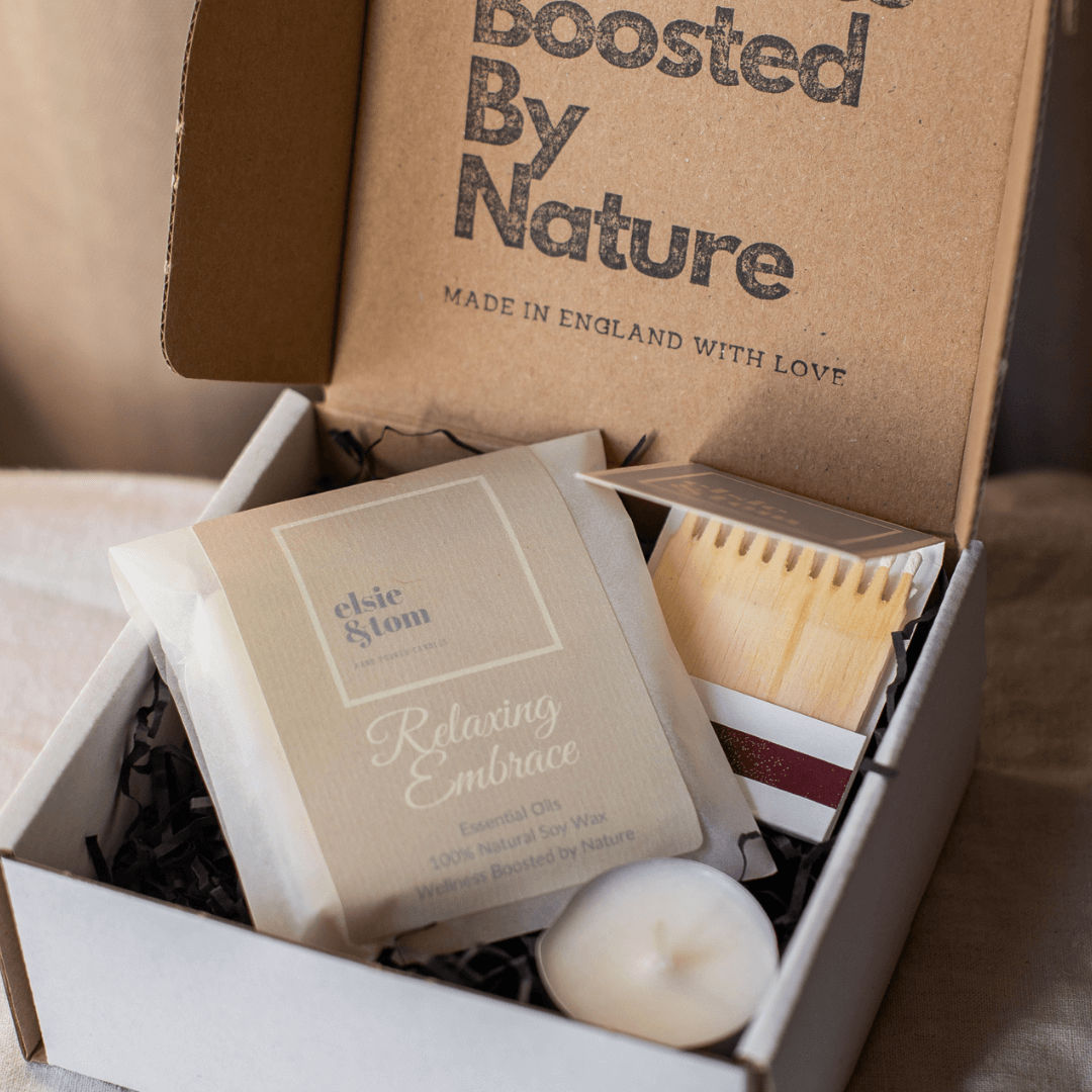Aromatherapy Wax Melt Mini Gift Box with soya tea light and matches