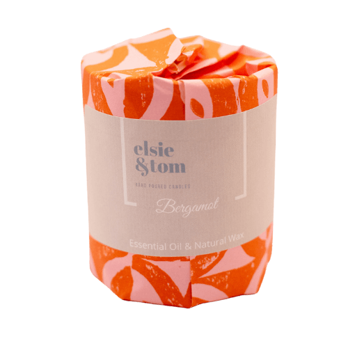 Bergamot Essential Oil Scented Candle, 1 wick in matt black glass jar. Hand Poured Soya Candle | Elsie&Tom