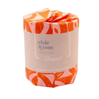 Bergamot Essential Oil Scented Candle, 1 wick in matt black glass jar. Hand Poured Soya Candle | Elsie&Tom