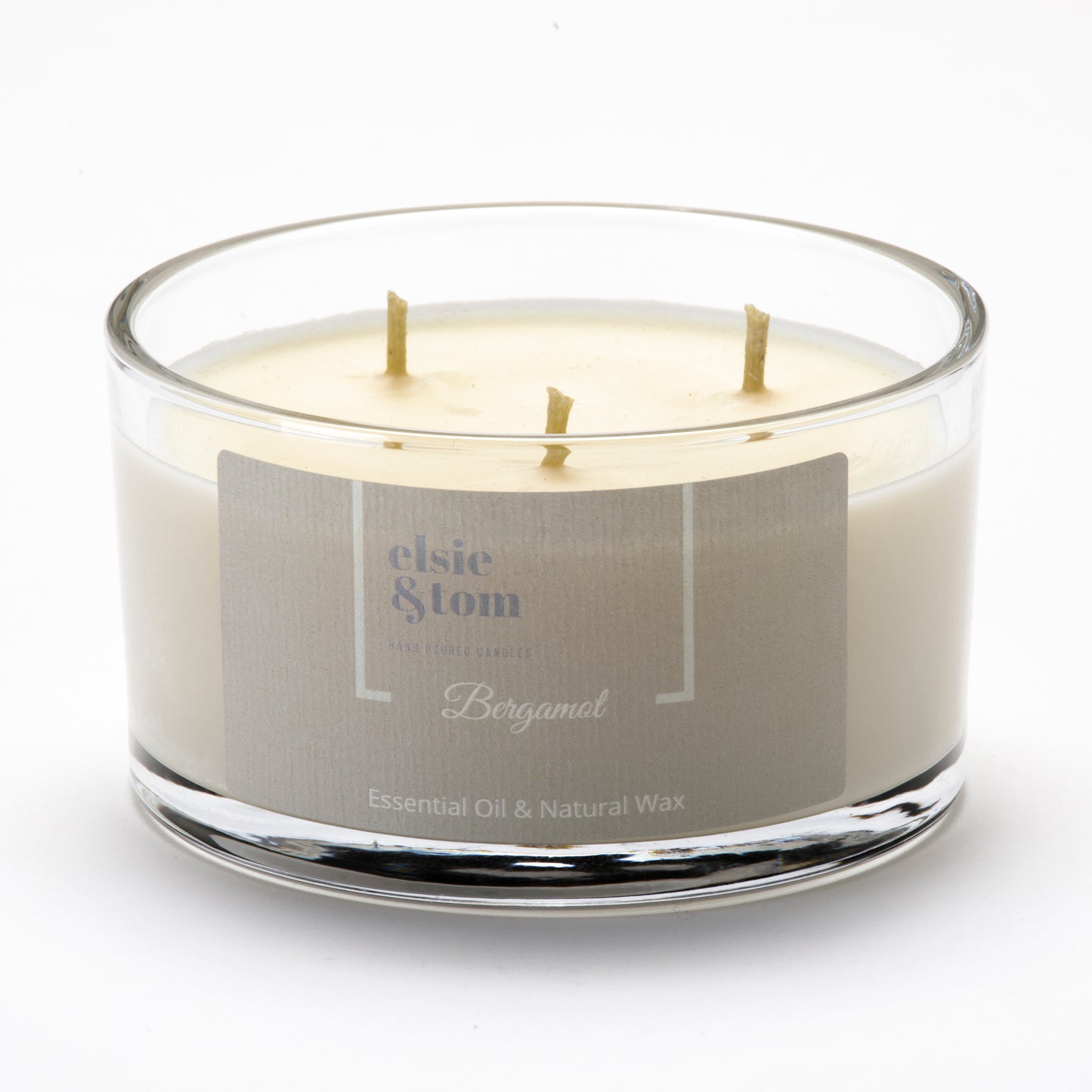 Bergamot Essential Oil Scented Candle 3 wick soya candle in glass jar | Elsie&Tom