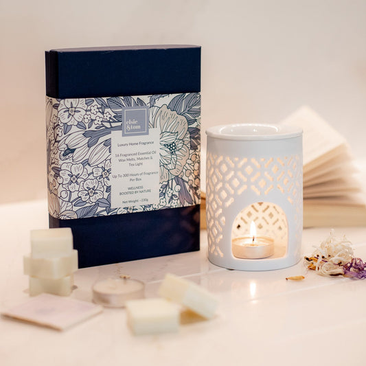 Ceramic Oil Burner and Wax Melt Gift Box by Elsie and Tom