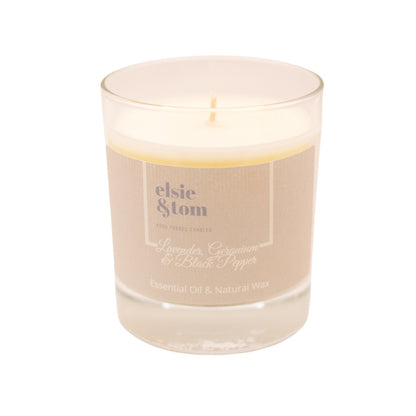 Lavender, Geranium and Black Pepper Essential Oil Candle Scented Candle 200g 1 wick Candle | Elsie&Tom