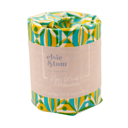 Lime, Basil and Mandarin Essential Oil Scented Candle 200g 1 wick boxed soya candle | Elsie&Tom
