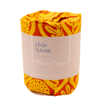 Oriental Orange Essential Oil Scented Candle 1 wick matt black container wrapped candle | Elsie&Tom
