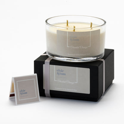 Oriental Orange Essential Oil Scented Candle 3 wick Soya Candle Gift Box | Elsie&Tom
