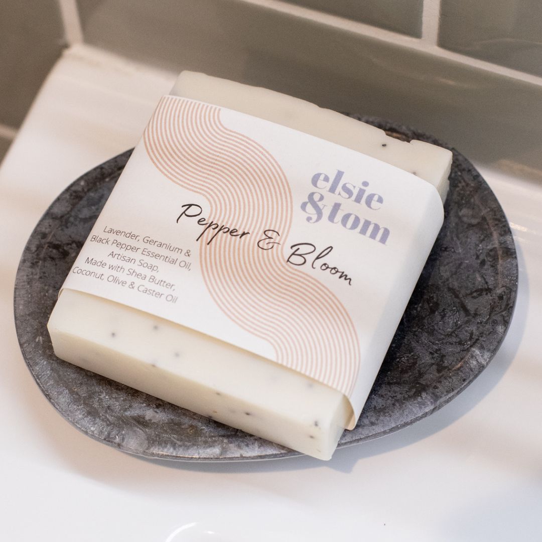 Pepper & Bloom essential oil scented aromatherapy soap bar by Elsie and Tom