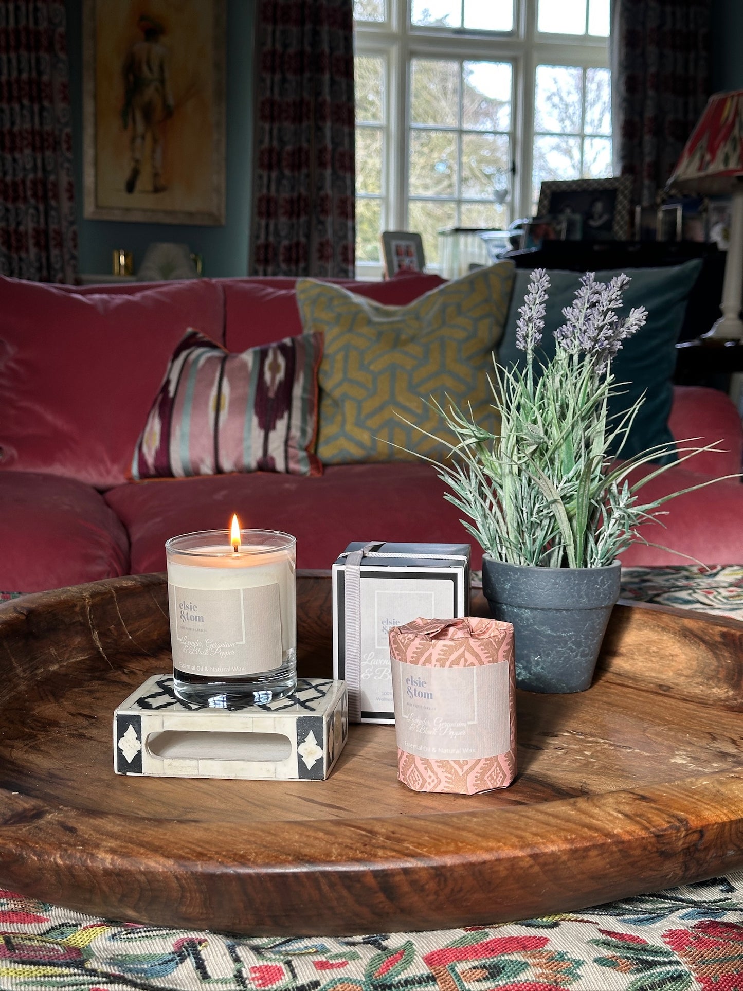 lavender, geranium and Black Pepper Luxury Scented candle for your living room | Elsie&Tom